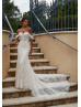 Beaded Sweetheart Neck Ivory Lace Tulle Open Back Wedding Dress